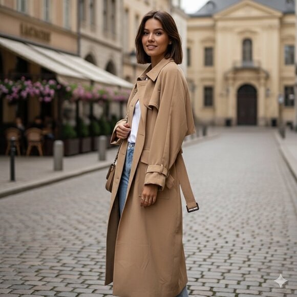 J.ING Jing Lightweight Belted Oversize Trench Coat Size M/L NWT Spring/Fall - Picture 1 of 8